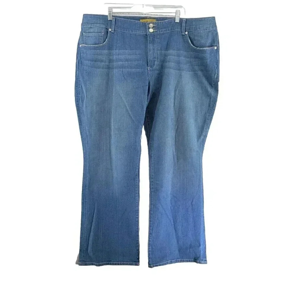 Seven7 Luxe Bootcut Jeans Womens Plus‎ Size 26 Mid Rise Med Wash Blue Denim NWT